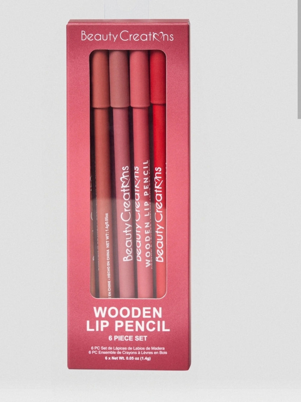 Beauty Creations Lip Pencil Set — Red, Pink & Mauve Tones